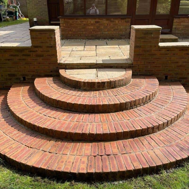 A set of ornamental steps after pressure washing