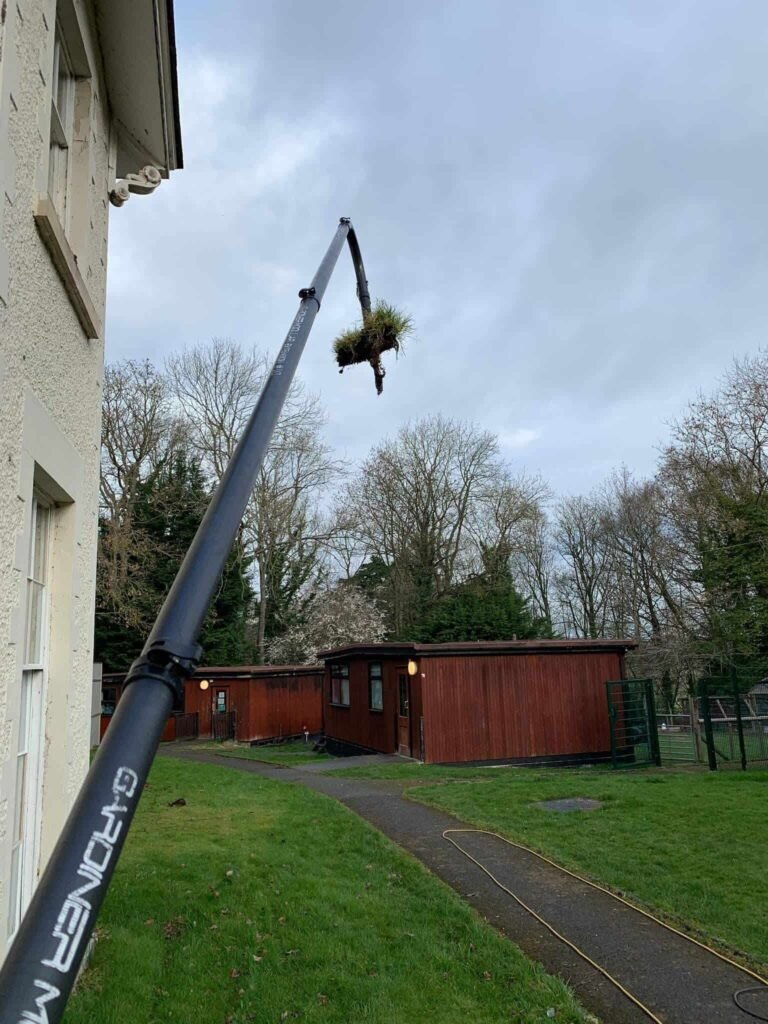 Gutter Clearing Results in Tarporley, a huge ammount of debris extracted by our professional gutter cleaning services.