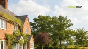 Professional gutter cleaning in Cheshire this house has a great need for clean gutters