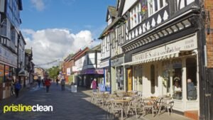 A clean and litter-free Northwich main street during the Great British Spring Clean 2026.