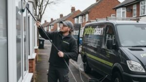Exterior cleaning in February at a residential home in Cheshire
