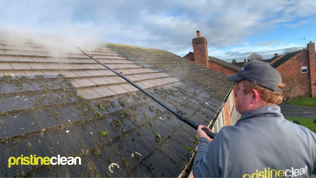 A clean and protected roof in Hartford during a professional biocide treatment.