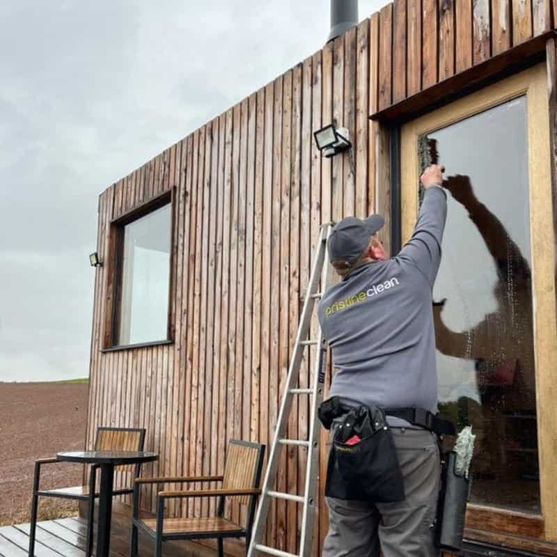 Domestic window cleaner in Cheshire cleaning home in Northwich