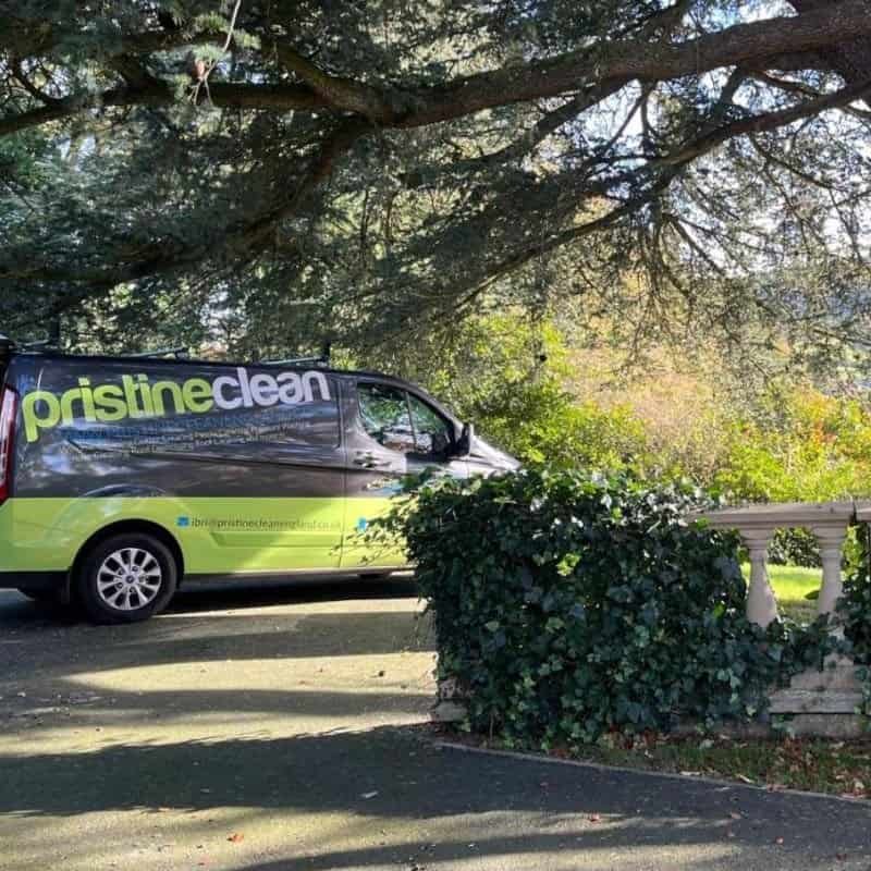 Pristine Clean window cleaner van parked at a home in Cheshire