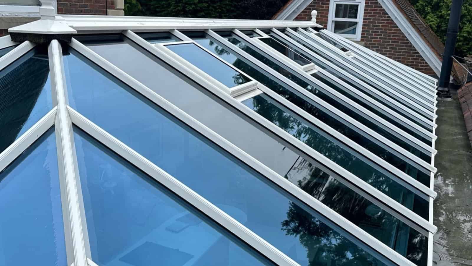 Professional UPVC cleaning using a water-fed pole system on a Cheshire home
